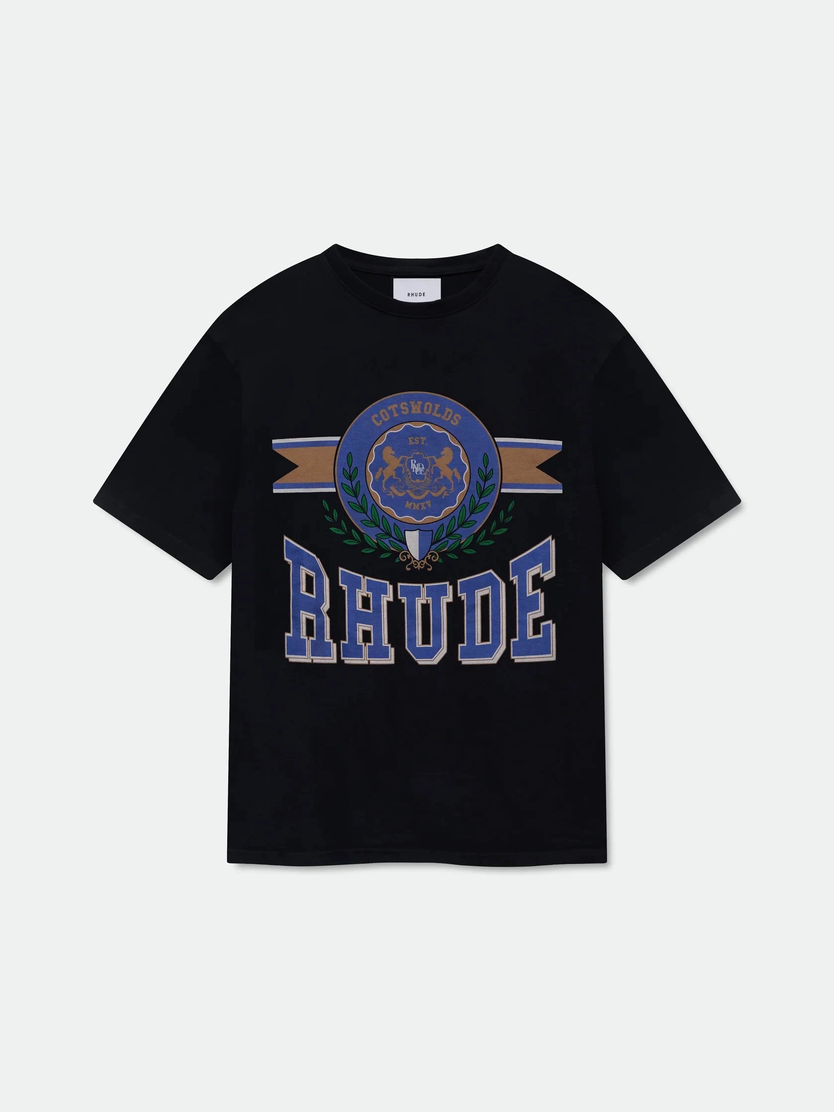 RHUDE letter printed 25S American retro printed short sleeved T-shirt for men and women, loose round neck street pure cotton top (28)