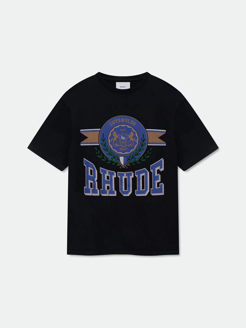 RHUDE letter printed 25S American retro printed short sleeved T-shirt for men and women, loose round neck street pure cotton top (28)