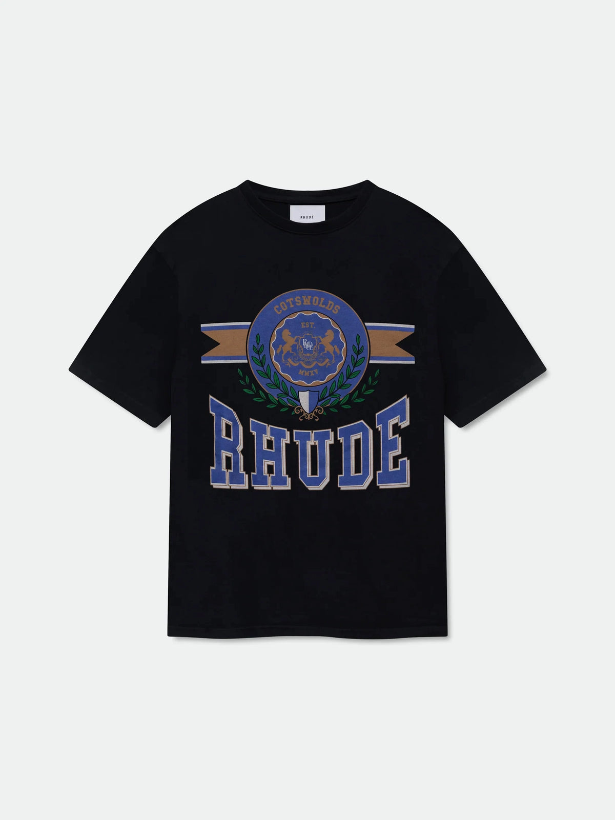 RHUDE letter printed 25S American retro printed short sleeved T-shirt for men and women, loose round neck street pure cotton top (28)