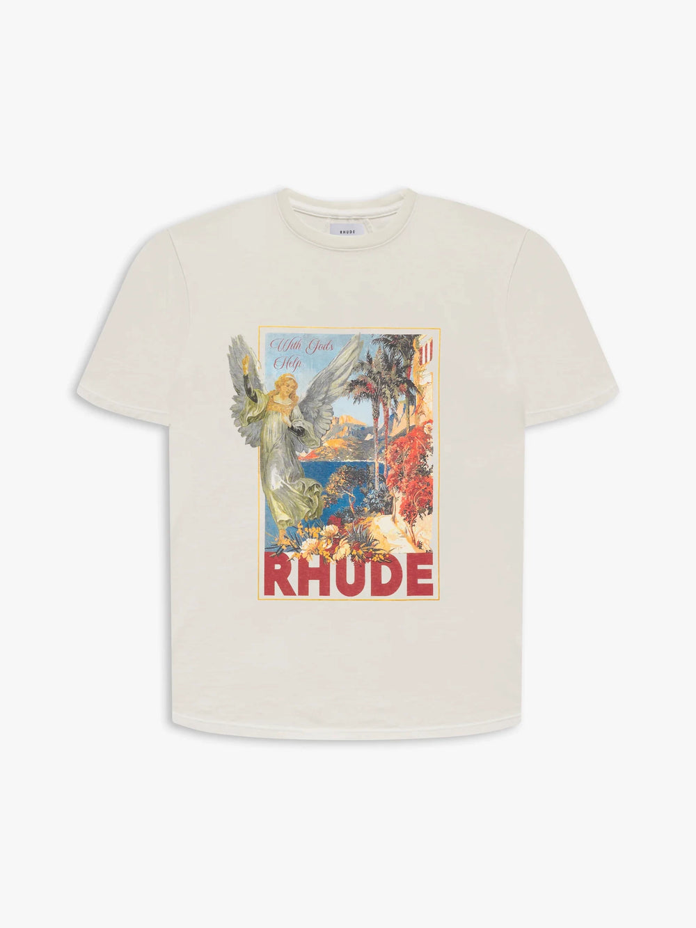 RHUDE letter printed 25S American retro printed short sleeved T-shirt for men and women, loose round neck street pure cotton top (20)