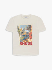 RHUDE letter printed 25S American retro printed short sleeved T-shirt for men and women, loose round neck street pure cotton top (20)