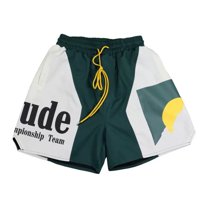RHUDE shorts Marlboro fog high street trendy brand drawstring 3m letter reflective hip-hop beach five point basketball pants for men (17)