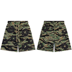 Denim Tears Shorts green tiger stripe camouflage breathable mesh athletic shorts