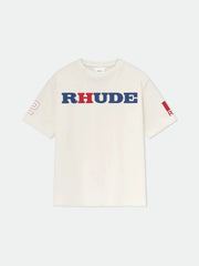 RHUDE letter printed 25S American retro printed short sleeved T-shirt for men and women, loose round neck street pure cotton top (15)
