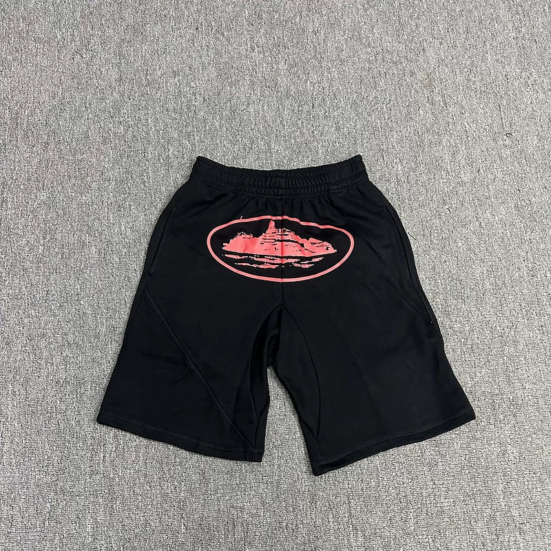 Corteiz Alcatraz Island Meichao High Street Summer Loose Sports and Leisure Heavy Cotton Five-Criss Shorts Fog (5)