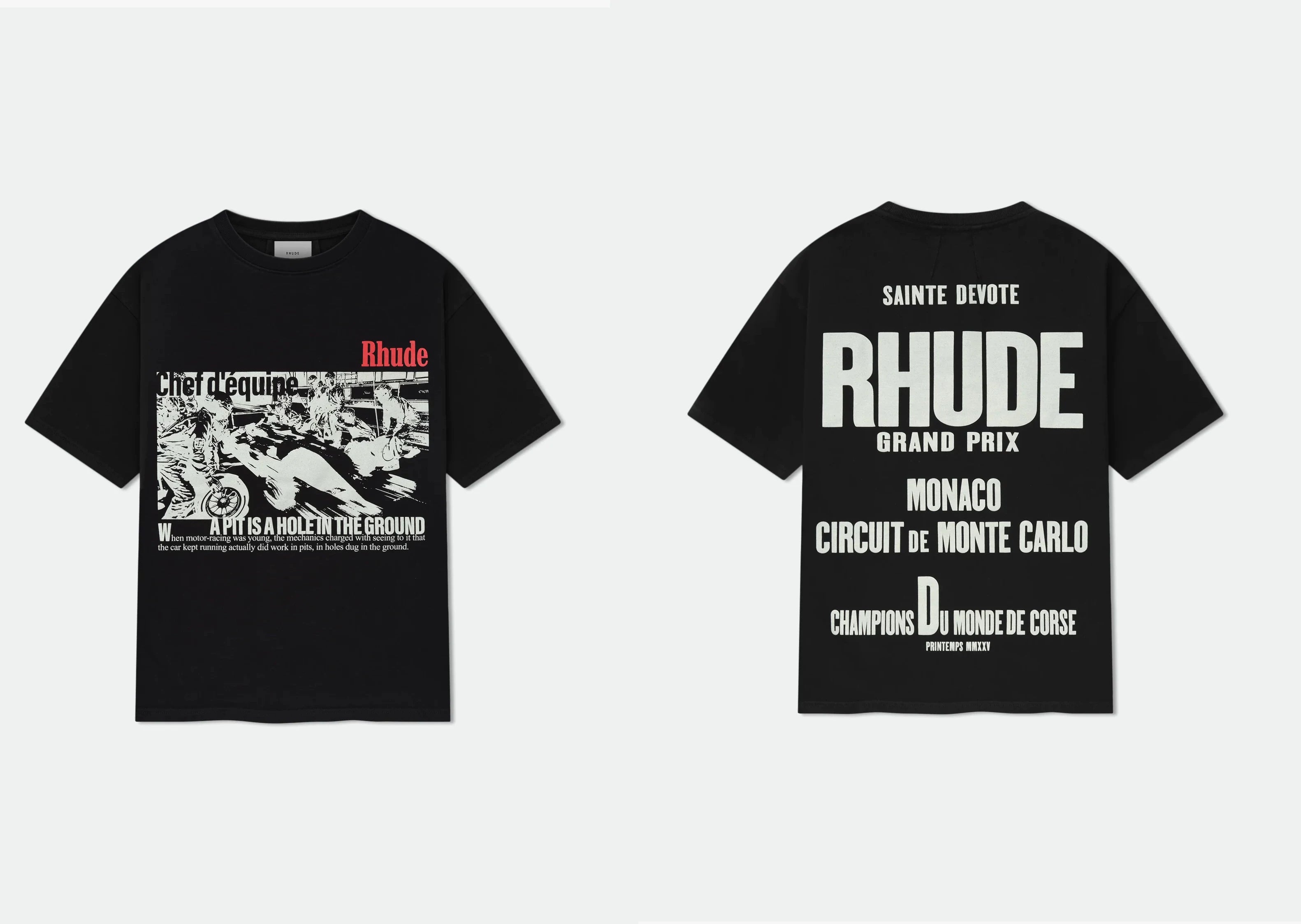 RHUDE letter printed 25S American retro printed short sleeved T-shirt for men and women, loose round neck street pure cotton top (30)