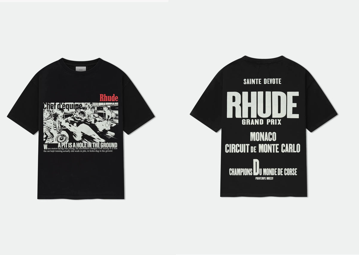 RHUDE letter printed 25S American retro printed short sleeved T-shirt for men and women, loose round neck street pure cotton top (30)