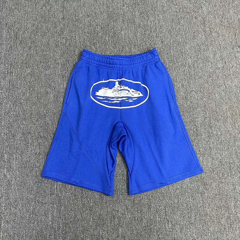 Corteiz Alcatraz Island Meichao High Street Summer Loose Sports and Leisure Heavy Cotton Five-Criss Shorts Fog (2)