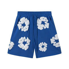 Denim Tears Cotton Wreath Graphic Shorts - Royal Blue / Relaxed Streetwear Fit