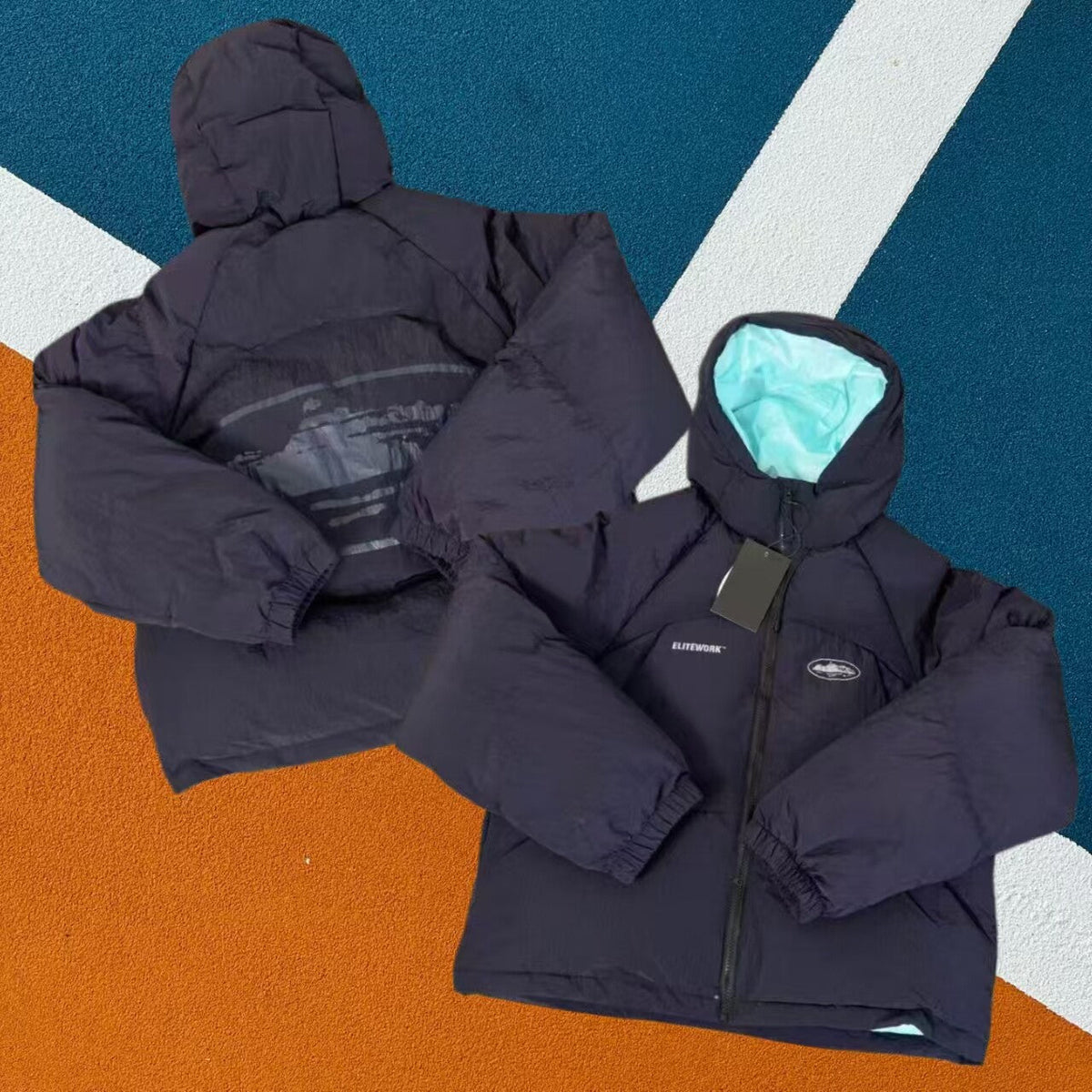Corteiz Hooded Puffer Jacket Winter Streetwear Zip‑Up Quilted Down Coat