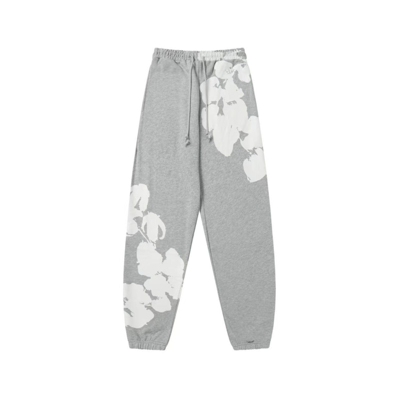 "Denim Tears" Grey & White Floral Pattern Oversized Sweatpants