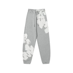 "Denim Tears" Grey & White Floral Pattern Oversized Sweatpants