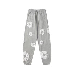 "Denim Tears" Grey Floral Pattern Oversized Sweatpants