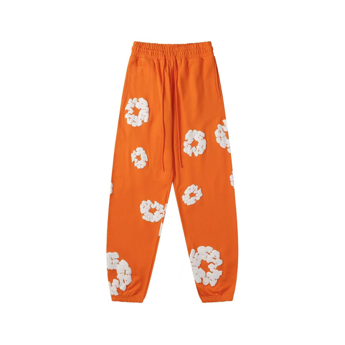 "Denim Tears" Orange Floral Pattern Oversized Sweatpants