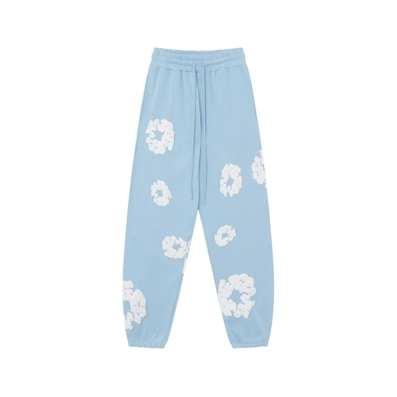"Denim Tears" Light Blue Floral Pattern Oversized Sweatpants