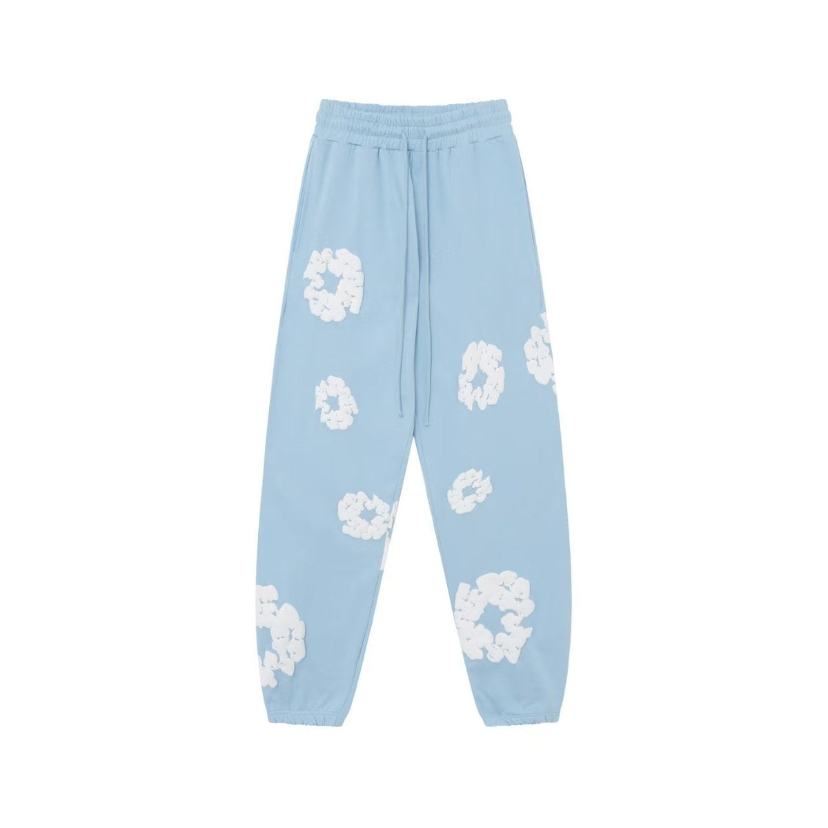 "Denim Tears" Light Blue Floral Pattern Oversized Sweatpants