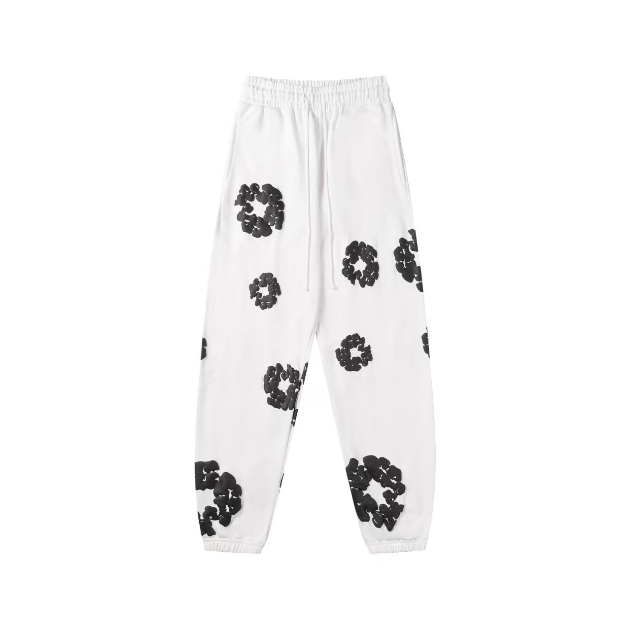 "Denim Tears" White & Black Floral Pattern Oversized Sweatpants