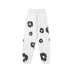 "Denim Tears" White & Black Floral Pattern Oversized Sweatpants