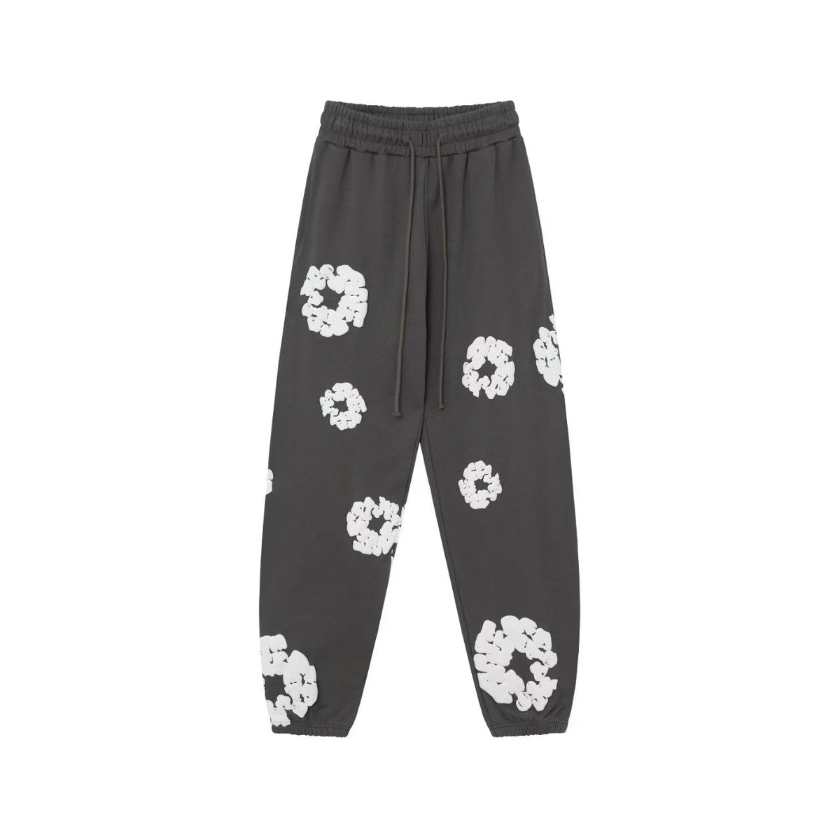 "Denim Tears" Charcoal Grey Floral Pattern Oversized Sweatpants