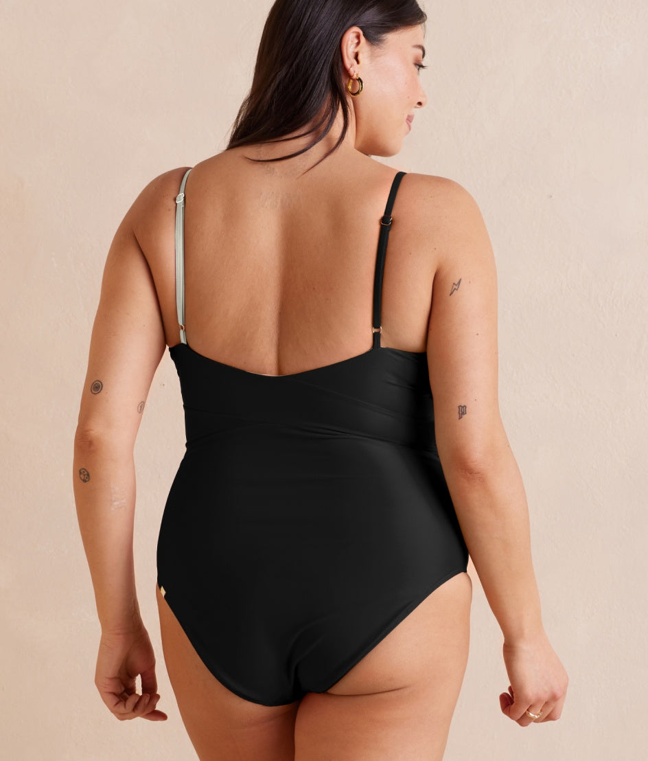 The Sea Breeze Cutout One-Piece - Sea Urchin & White Sand