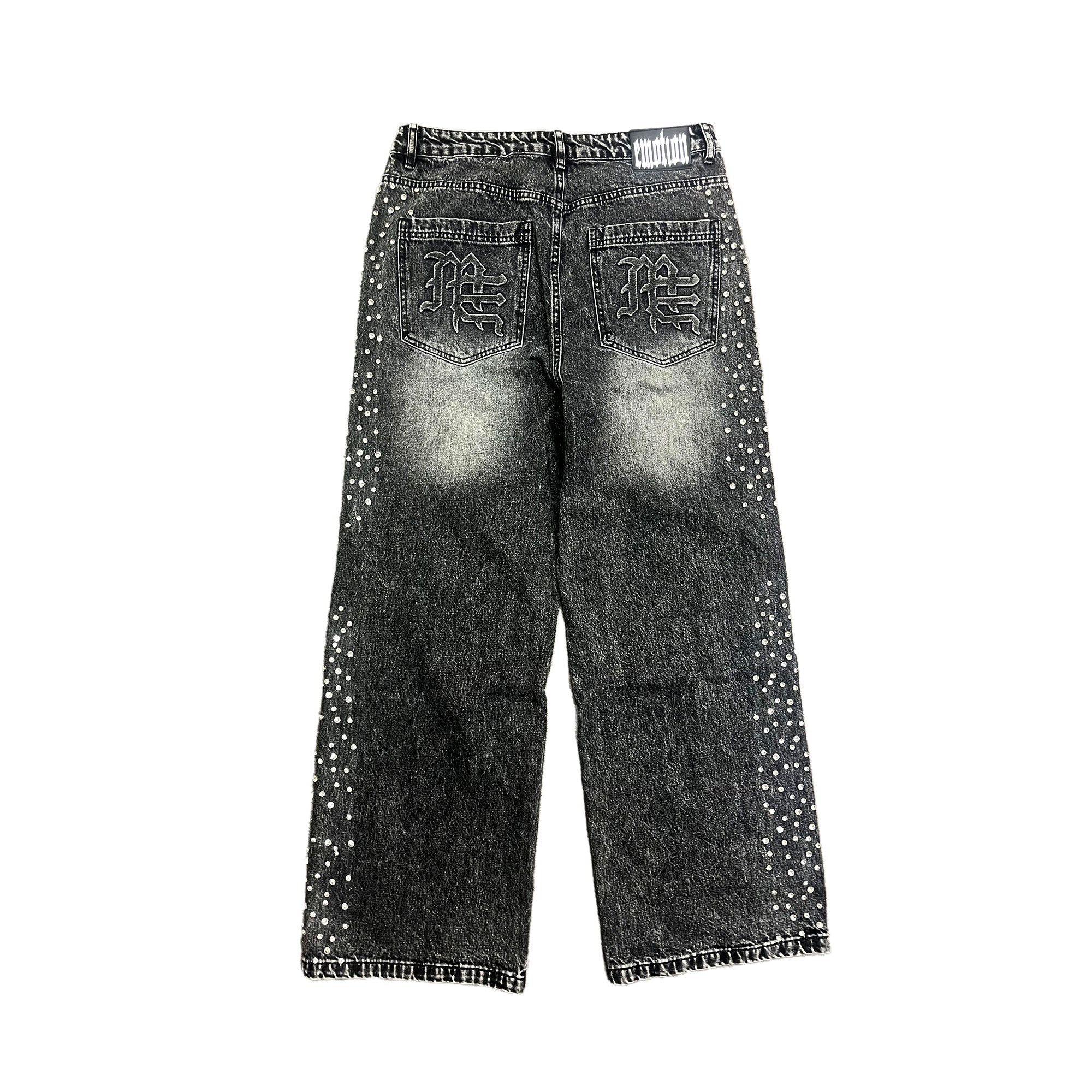 MIXED EMOTION Grey ‘Stone’ Baggy Jeans