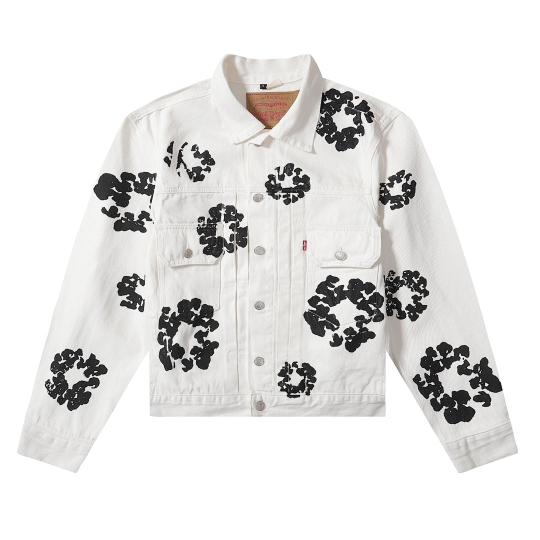 Denim Tears All‑Over Black Floral Print Streetwear Jacket