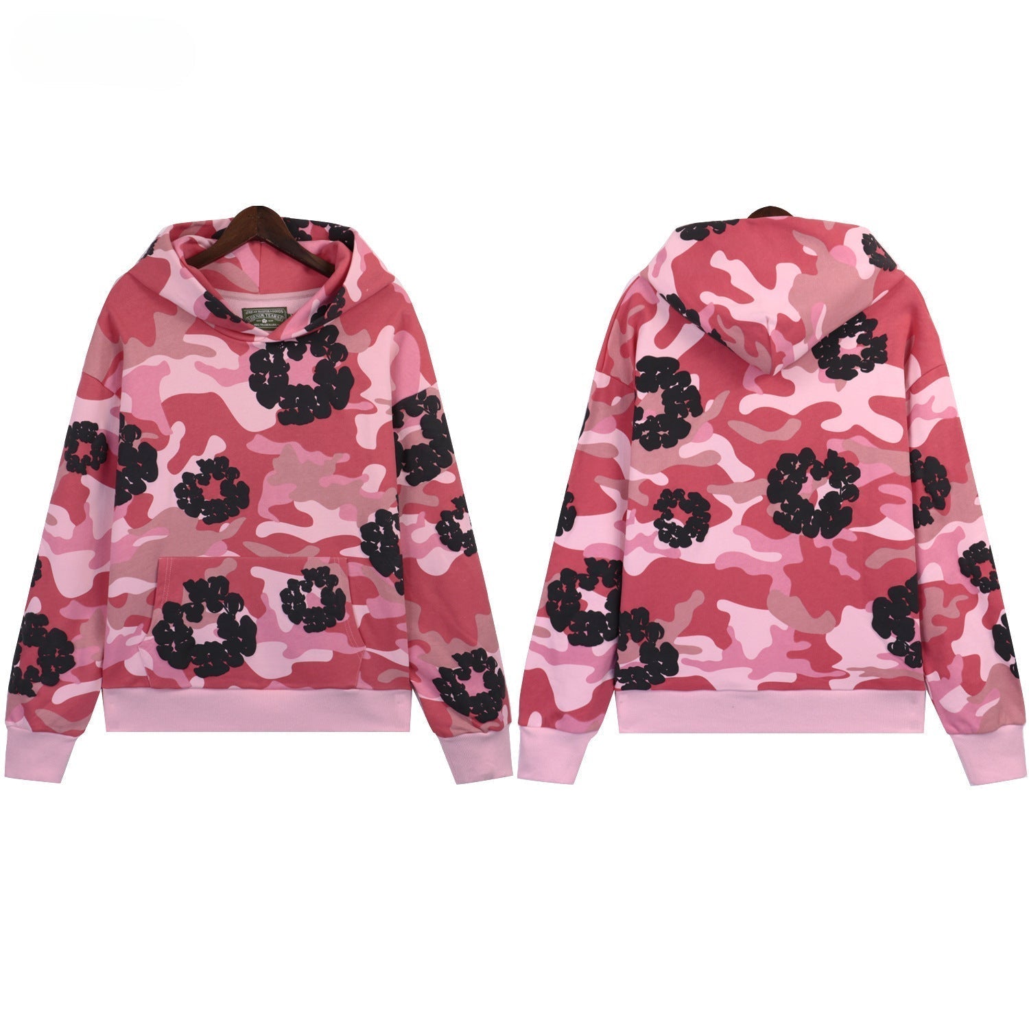 Denim Tears  Pink Camo Cotton Wreath Print  Hoodie