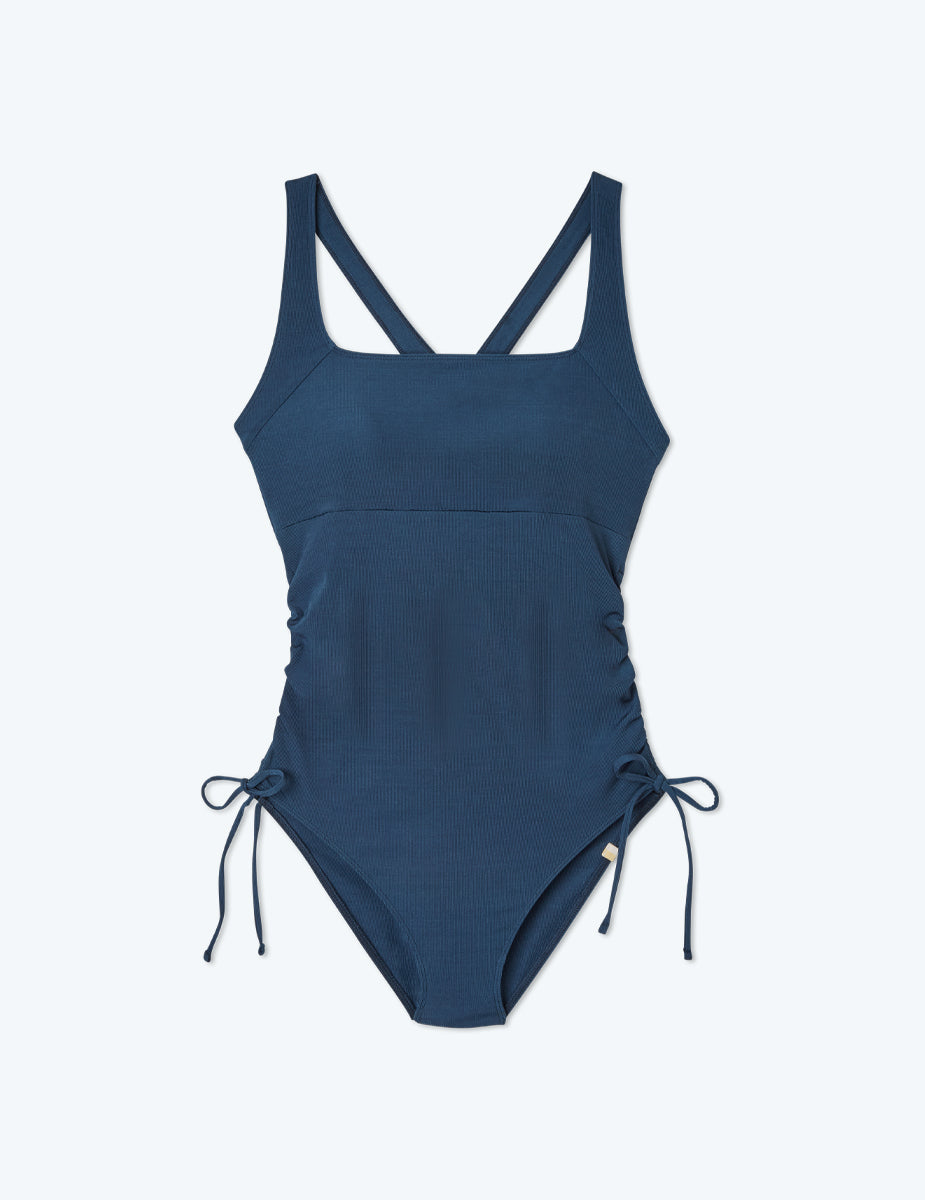 The Maternity Ribbed Cinched Current - Deep Sea